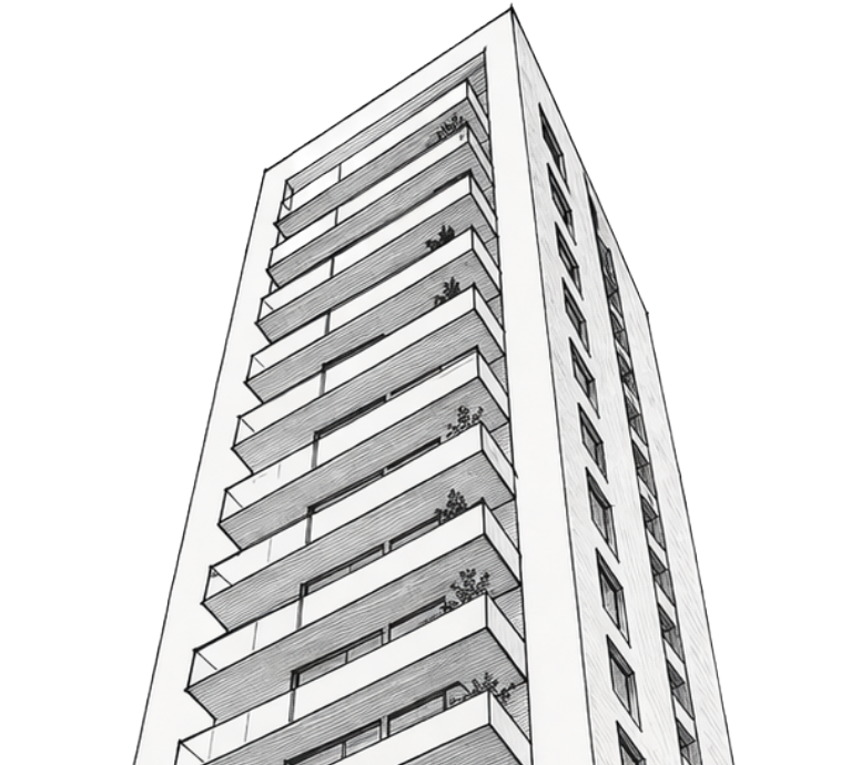 Esboço arquitetônico de edifício